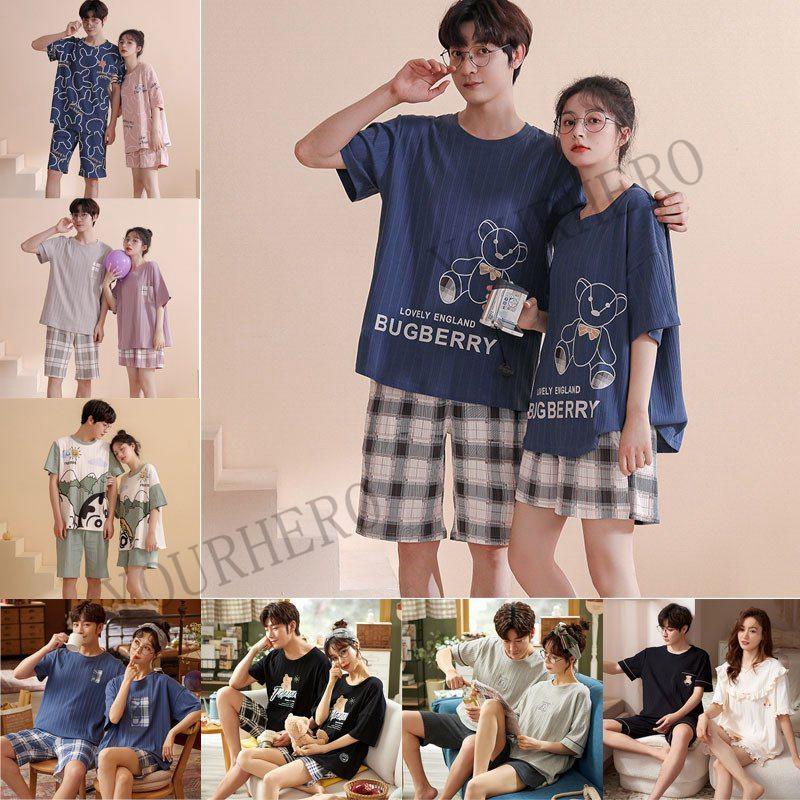 夏 レディース パジャマ メンズ ペアルック 半袖 ルームウェア 綿 カップル 恋人 お揃い 可愛い 部屋着 上下セット ペアパジャマ ギフト 寝巻き 部屋着 Yh Yourhero 通販 Yahoo ショッピング