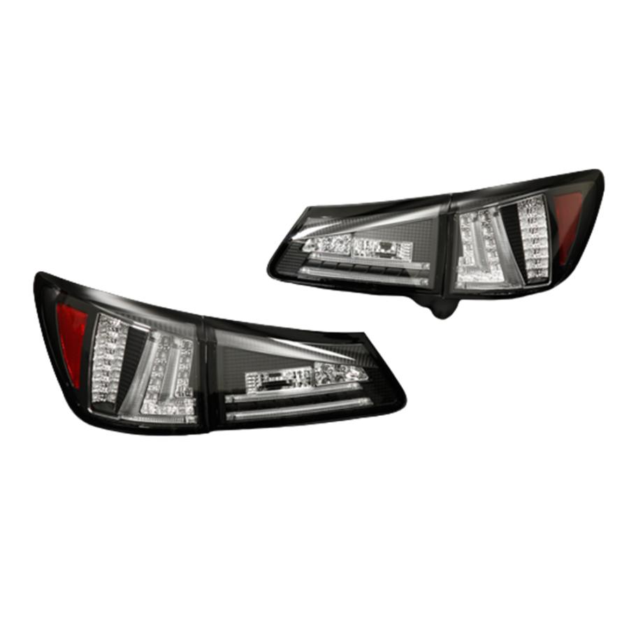 クリアレンズ/インナーブラック) ファイバーLEDテールランプ LEXUS IS
