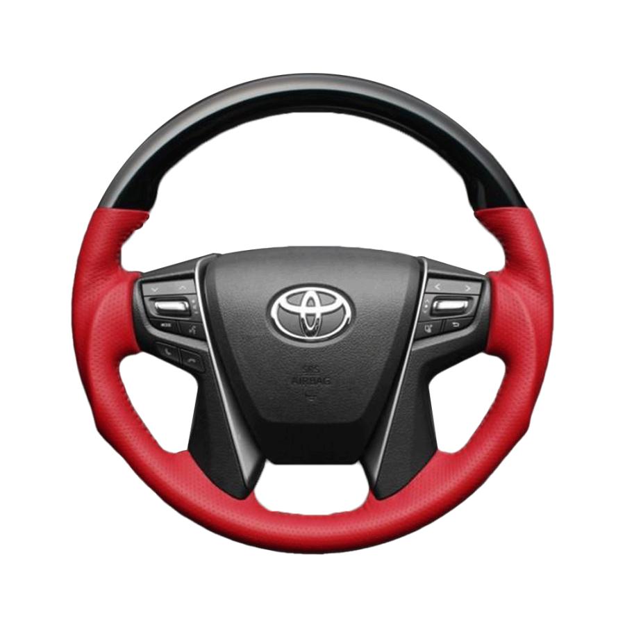 カスタムステアリング レッド パンチングレザー 本体 ピアノブラック×ロッソコルサレッド) 車種専用設計 高品質 ガン
