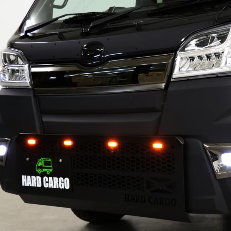 フロントグリル クローム仕上げ タグ付き タフ仕様 フロントグリル (ブラック塗装 スモークアンバーLED) LED