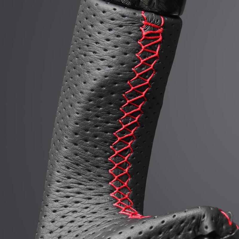 ブラックカーボン&レッドレザー レッドユーロステッチ 品番：HNB-BKC