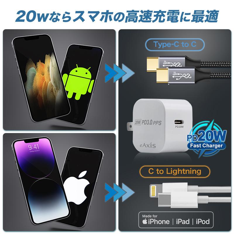 iPhone 急速充電器 20W PD充電器 アイホン ipad Android Nintendo アンドロイド スマホ｜yours-ja｜03
