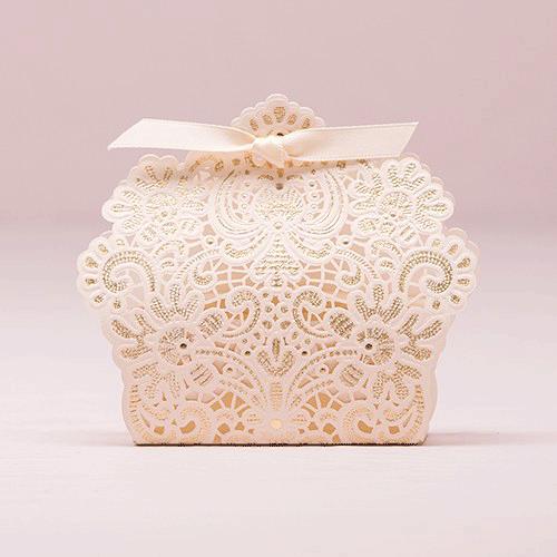 ギフトボックス ラッピング ギフト用 プレゼント 箱 ケース レース柄 リボン付き 10個セット | 
