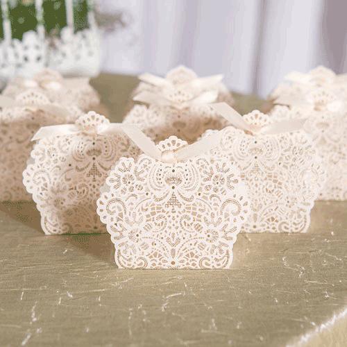 ギフトボックス ラッピング ギフト用 プレゼント 箱 ケース レース柄 リボン付き 10個セット |  | 02