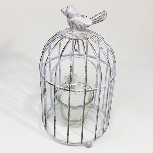 キャンドルホルダー 鳥かご型 ティーライトキャンドル用 ホワイト ヴィンテージ加工 |  | 03