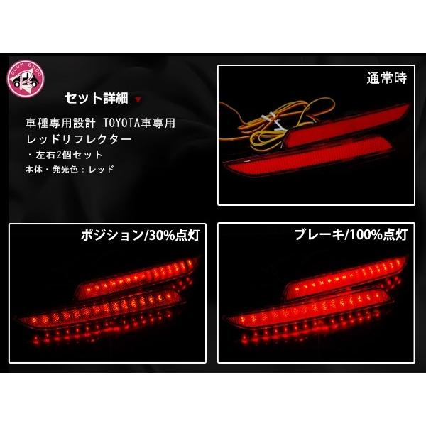 LEDリフレクター レッド カローラルミオン 151系 78発 左右セット リア