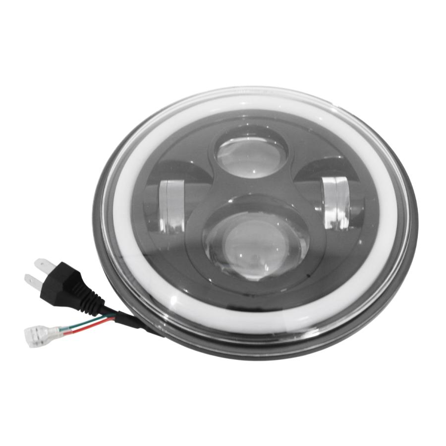 LED 7インチ 丸型 ファイバー イカリング ヘッドライト エンジェル