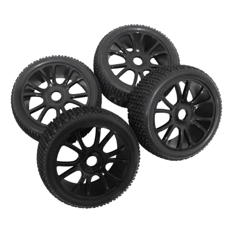 1/8 バギー用 オンロード用 ブラック Yスポークホイル タイヤセット 4