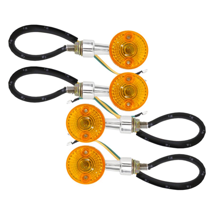 ZIIミニタイプ ウインカー 4個 メッキ×オレンジレンズ 汎用 12V用
