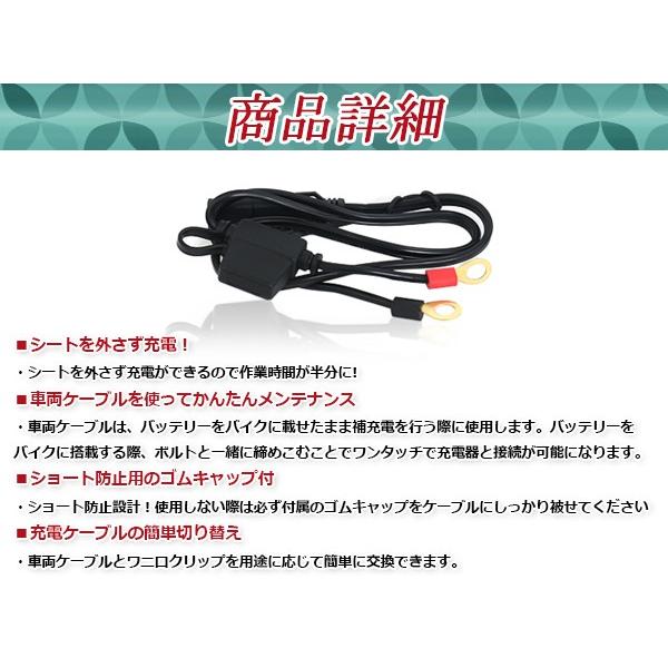 バイク専用 充電器用 車両ケーブル SEA端子 SAE端子 メンテナンス 10A