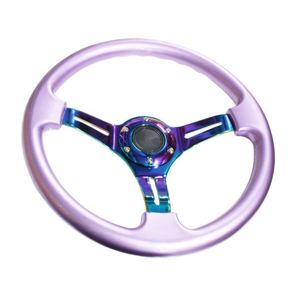 ディープコーン ステアリング モモ形状 USDM 紫×ネオクローム GRIP