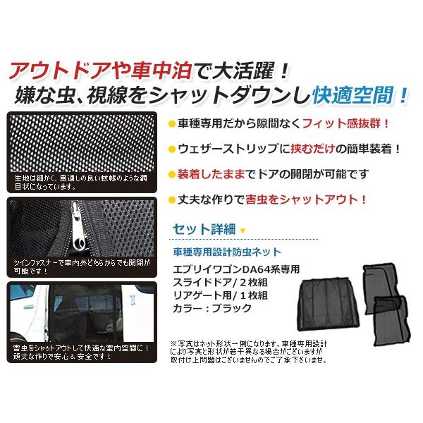 DA64系 エブリィワゴン 両側スライドドア用 リアドア用防虫ネット