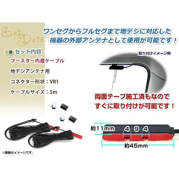 地デジアンテナ用 ブースター内蔵型ケーブル 2個 アンテナコード 5m 