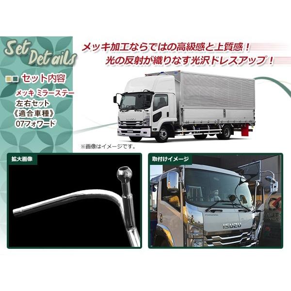 大型商品 ISUZU いすゞ フォワード メッキミラーステー カバー 熱線