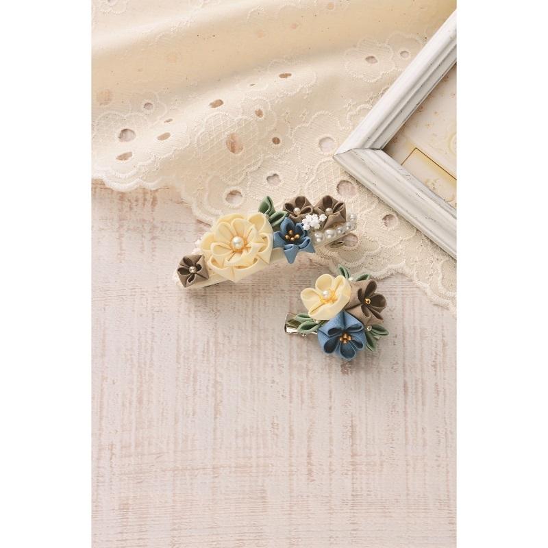 Panami パナミ タカギ繊維 普段づかいのつまみ細工　バレッタとブローチ（アイボリー） LH-448 | ブランド登録なし