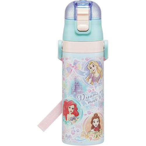 ディズニー　コンパクトステンレス水筒 ディズニー水筒　ステンレスボトル　水筒 ディズニープリンセス 25 水筒 ロック付きワンプッシュダイレクト