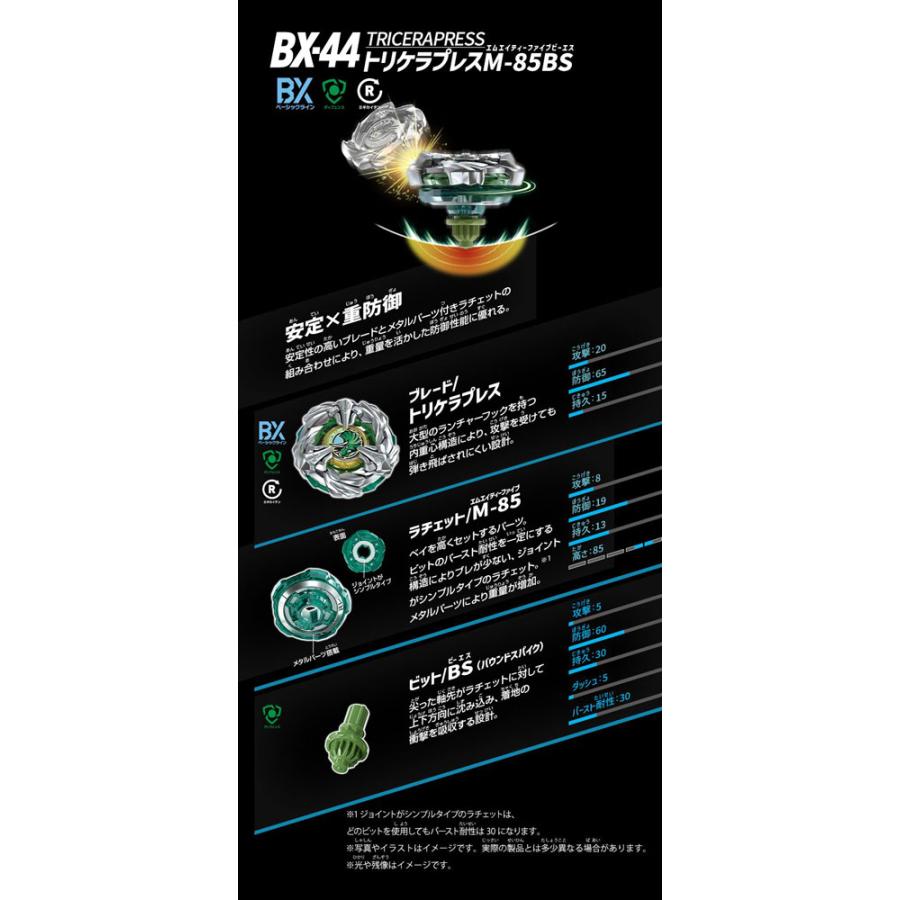 Beyblade X BX-44 ブースター トリケラプレスM-85BS18個 Amazon.com: Takara Tomy Beyblade X BX-44 Booster Tricera