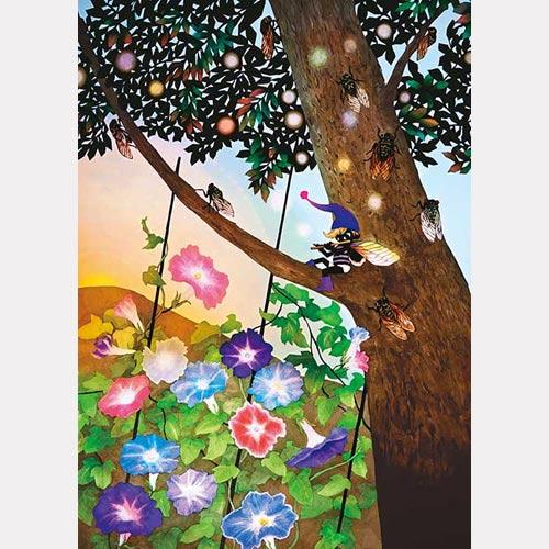 送料無料 ジグソーパズル 500ピース 藤城清治 朝顔 夏蝉 500-261