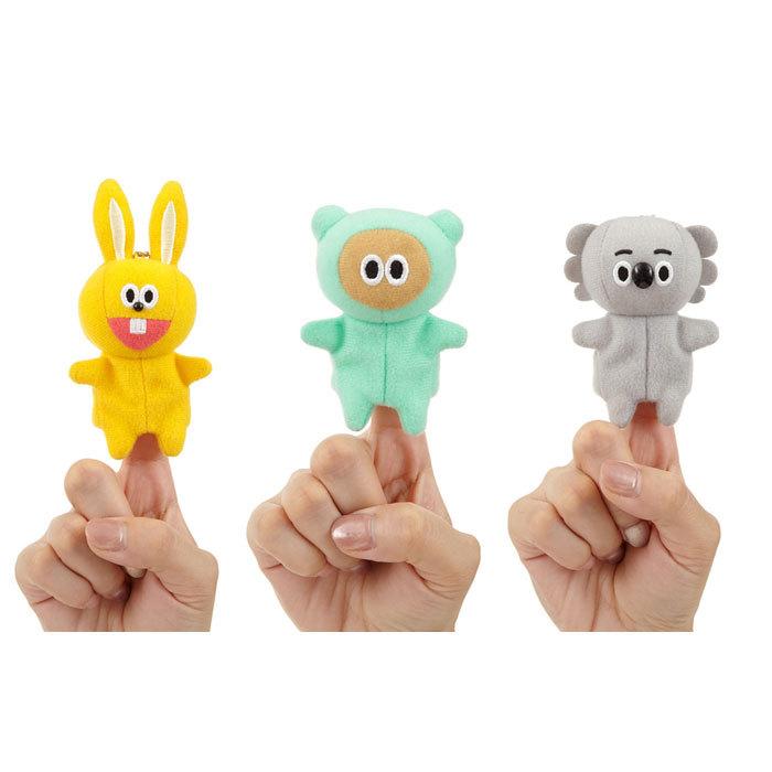 送料無料 たぬきゅんフレンズ フィンガーパペット 3種類セット たぬき