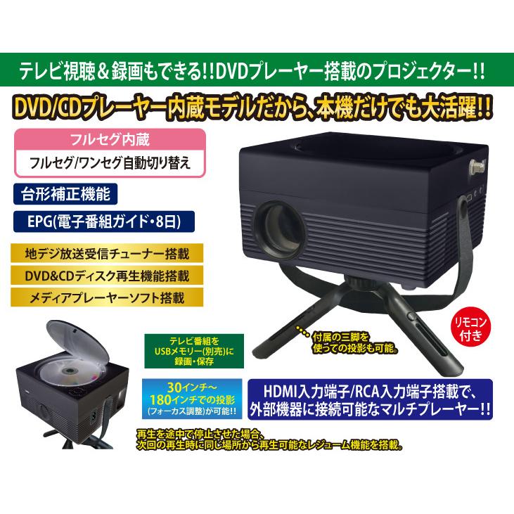 録画機能付 地デジTVチューナー＆DVDディスク再生搭載LED 