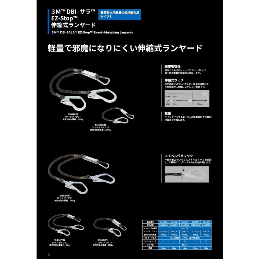 3M 送料無料 ランヤード 新規格対応 スリーエム 3M DBI-サラ EZ-STOP 