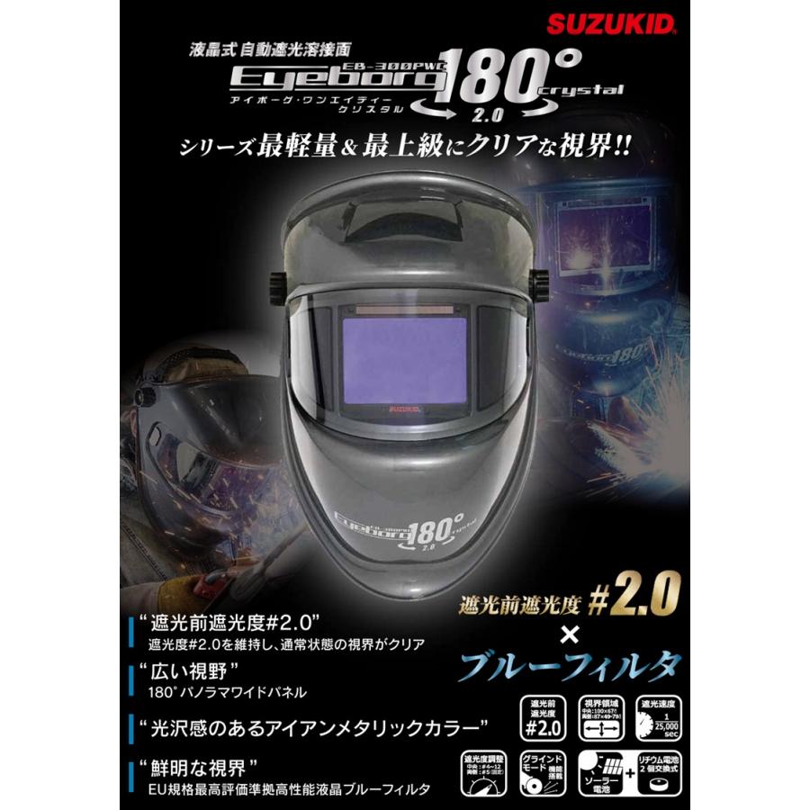 SUZUKID（スズキッド） アイボーグ 180°クリスタル 自動遮光溶接面 EB