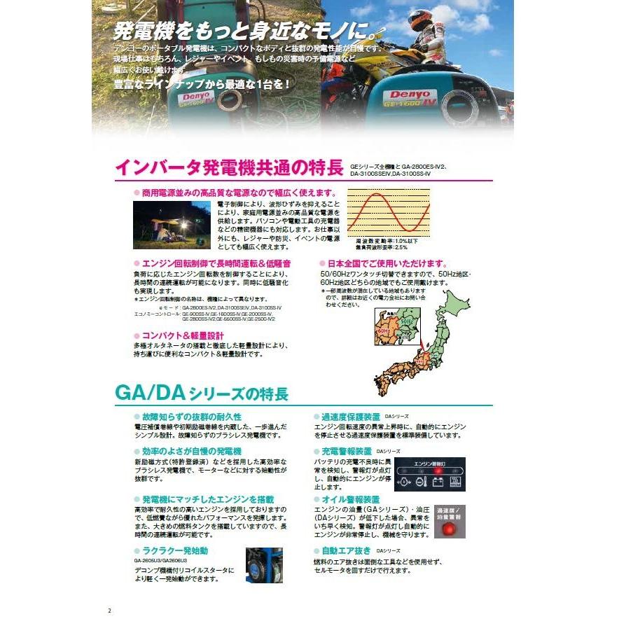 デンヨー GE-2800SS-IV 小型インバーター発電機 2.8kVA｜業務用・災害