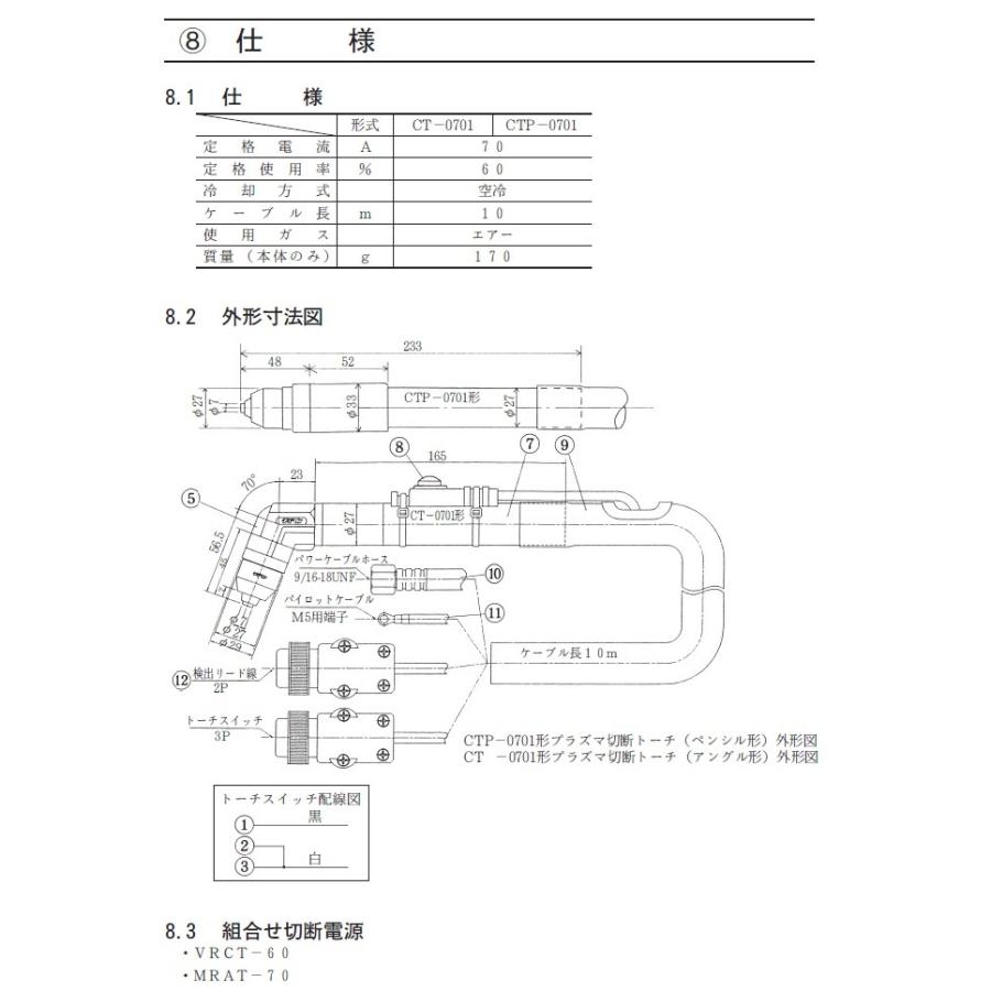 ダイヘン プラズマトーチボディ DAIHEN エアプラズマ切断用 ダイヘン プラズマトーチボディ DAIHEN エアプラズマ切断用