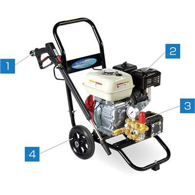 スーパー工業 エンジン式高圧洗浄機 コンパクト\u0026カート型 SEC-1315-2N2 送料無料 インボイス制度対象適格請求書発行事業者の画像
