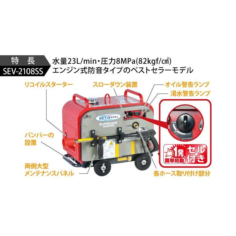 スーパー工業 エンジン式高圧洗浄機 フルフレーム型 SEV-2108SS 防音型