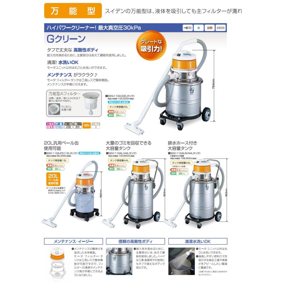 スイデン 万能型掃除機 SGV-110A 業務用 乾湿両用 100V 集塵機 22Lの画像