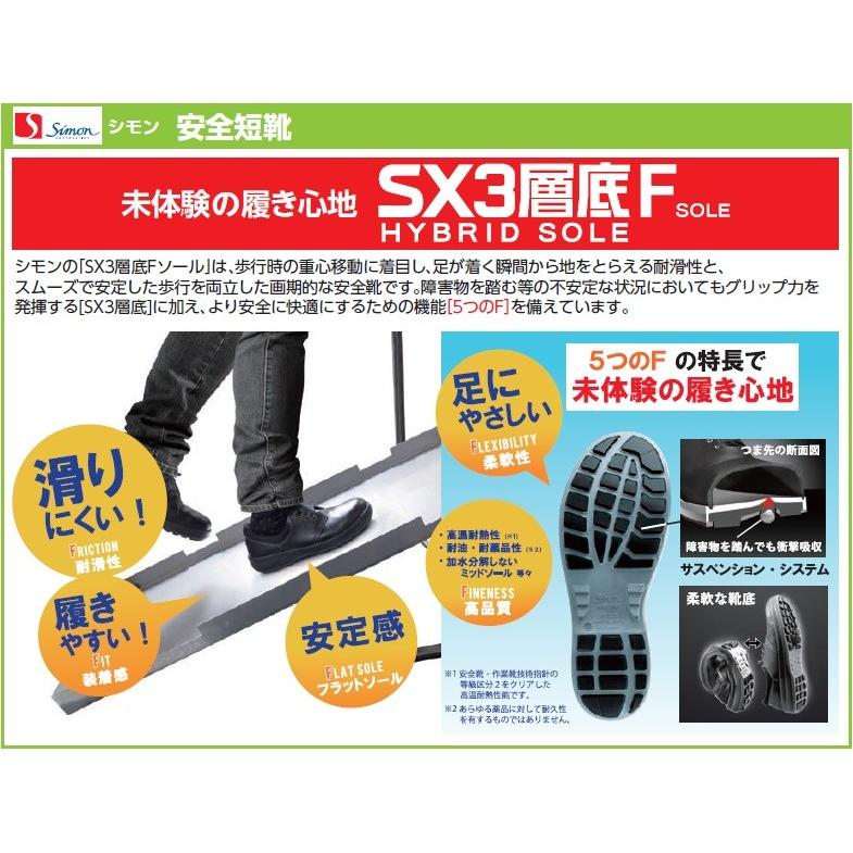 シモン 安全靴 耐滑・軽量3層底安全靴 SL22BL 青・黒 サイズ23.5cm