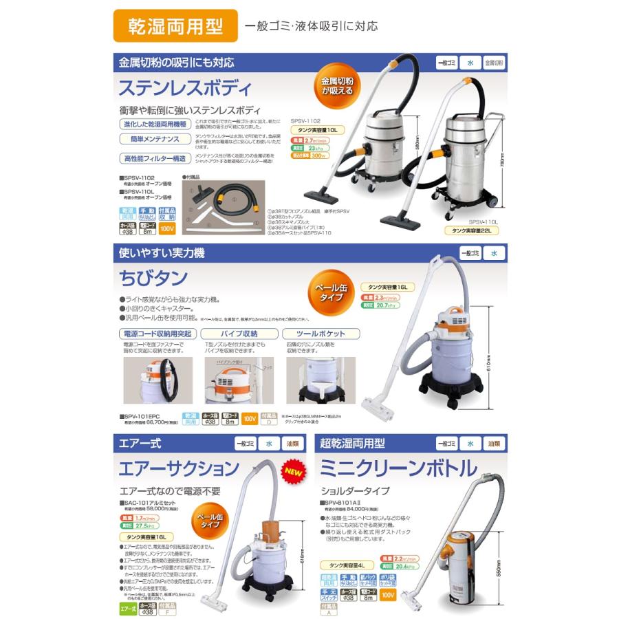 スイデン ペール缶タイプ掃除機 SPV-101EPC 乾湿両用 業務用 集塵機