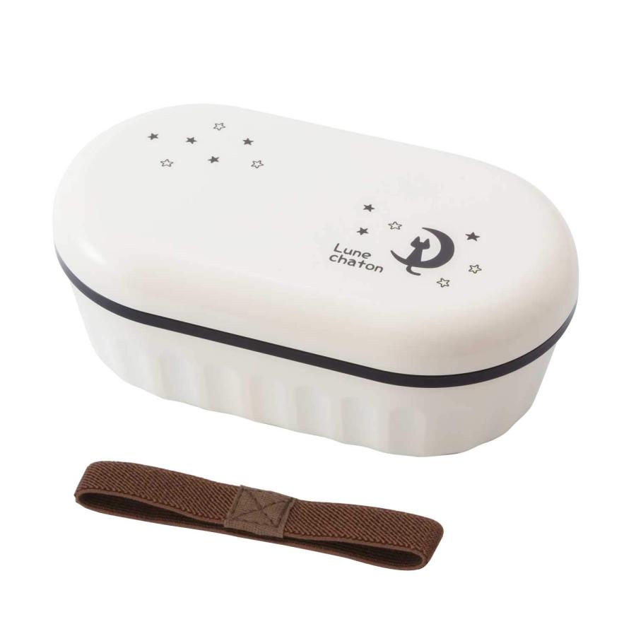 ナカノ 弁当箱 猫 1段 仕切付き ランチベルト付き ホワイト 容量600ml ルナシャトン 電子レンジ可 MM-432 | 中野製薬