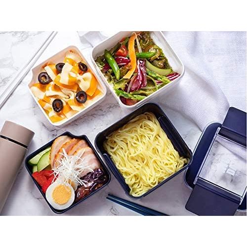 岩崎工業 弁当箱 イージーケア ランチボックス スクエア2段 680ml ホワイト フタ・パッキンが一体で洗いやすい Ag 抗菌 防汚 レンジ対応 食 |  | 03