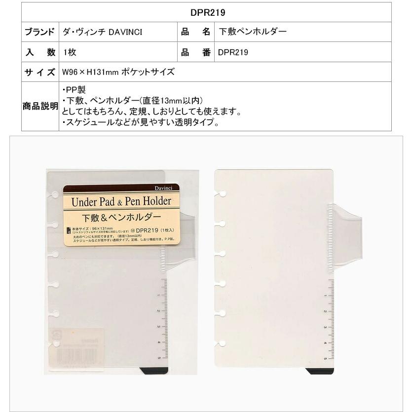 ダ・ヴィンチ DAVINCI リフィル ポケットサイズ用 下敷スケール P.P