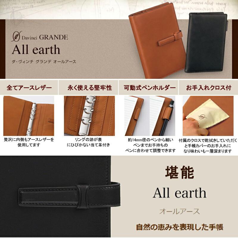 ダ・ヴィンチ DAVINCI グランデ システム手帳 アースレザー（堪能