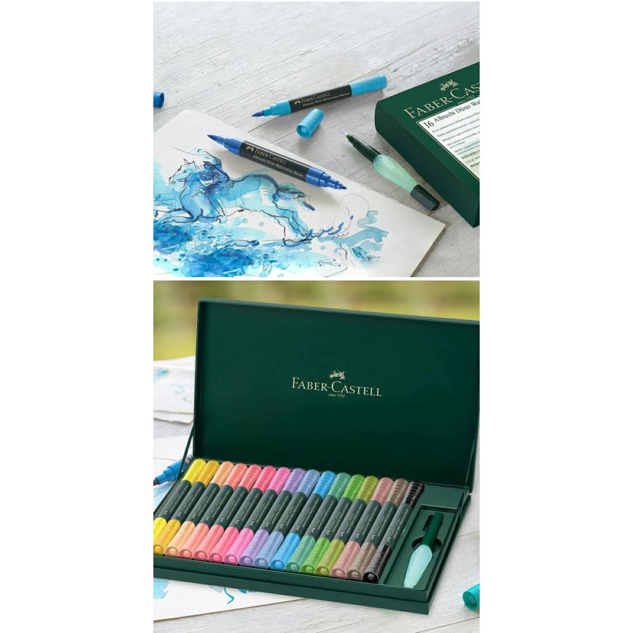 ファーバーカステル Faber-Castell 水彩マーカーセット アルブレヒト デューラー ギフト＆携帯ケース 16色（水筆付き）160318 画材セット｜youstyle-pen｜04