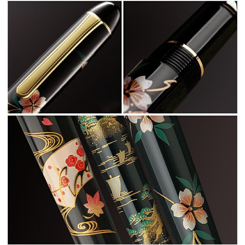 プラチナ万年筆 PLATINUM 万年筆 3776 加賀平蒔絵 桜/扇面/山水