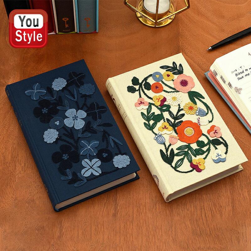 ミドリ MIDORI 日記 5年連用 刺繍 花柄 紺/12882006 ベージュ ミドリ MIDORI 日記 5年連用 刺繍 花柄 紺/12882006 ベージュ