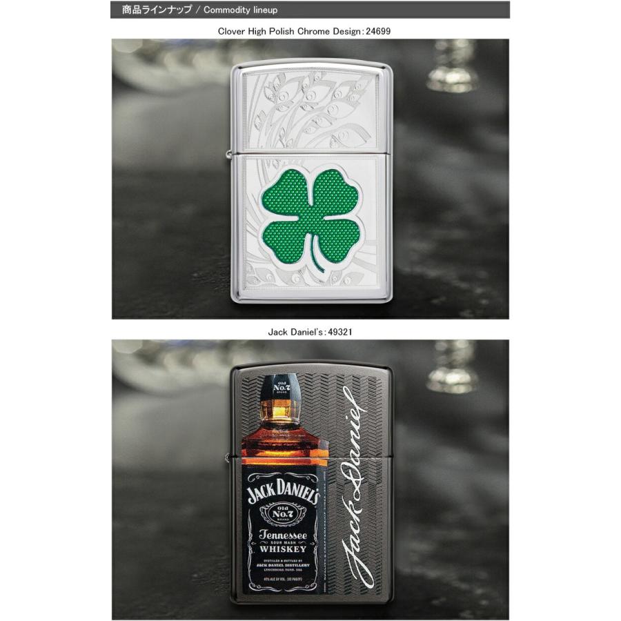 ジッポー ZIPPO ライター 2022US ユーエスモデル オイル Clover High Polish Chrome Design 24699 Jack Daniel's 49321｜youstyle-pen｜05