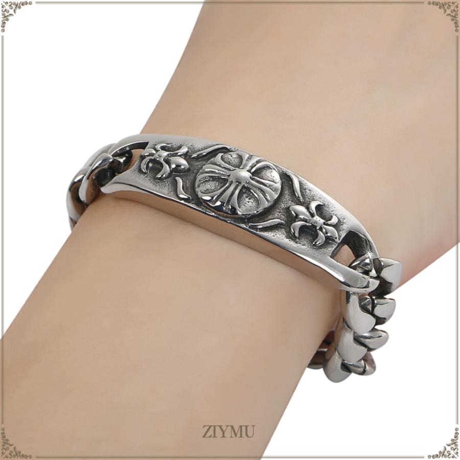 ZIYMU ジーム ブレスレット クロス 十字架 百合の紋章 喜平チェーン