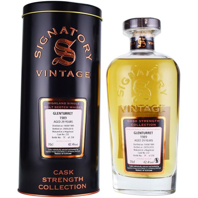 【キャラメルをかけたピーナッツ、シナモン、バニラのさや】グレンタレット　1989　29年　シグナトリー　42.4％　700ｍｌ