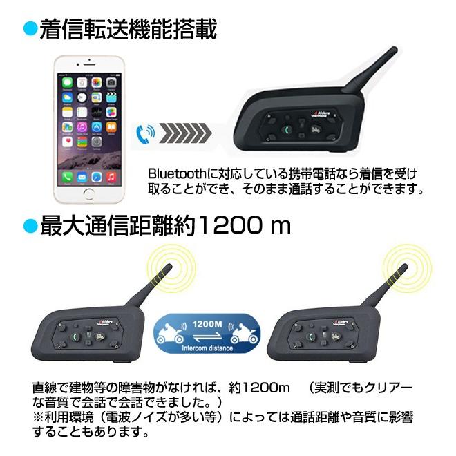 バイク インカム 2台セット インターコム ツーリング トランシーバー