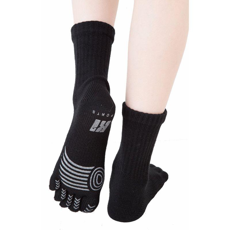 ラサンテ 6300：スポーツクルー丈厚手5本指ソックス S(2224cm) ブラック 2023050816305301564youthfuldays 通販