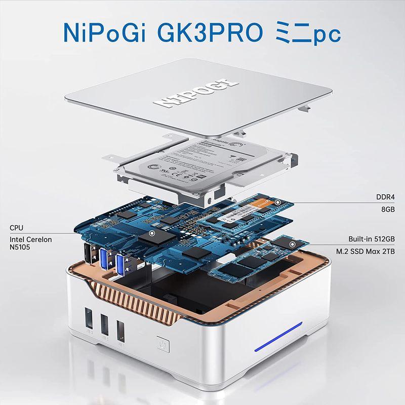 NiPoGi ミニpc Windows11 n5105 mini pc GK3Pro 最大2.9GHz ミニ