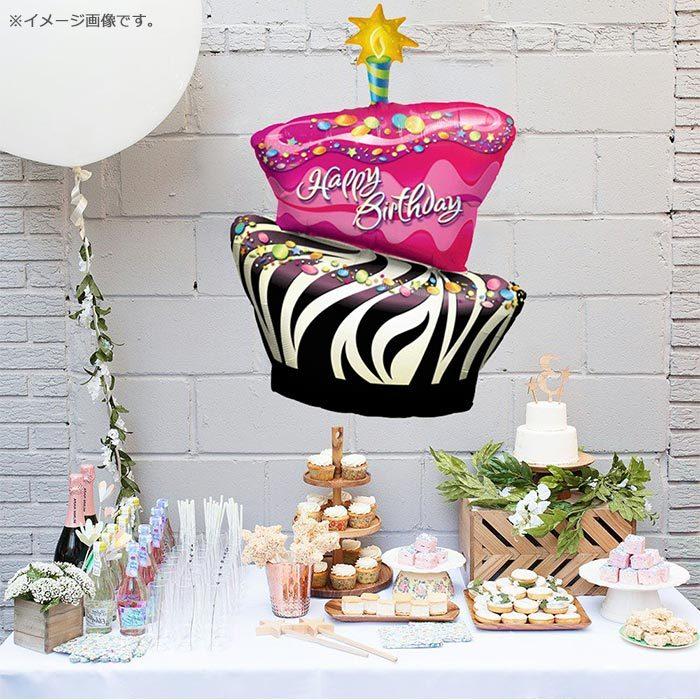 バルーン バースデーケーキ 大きいサイズ 風船 2段ケーキ カラフル
