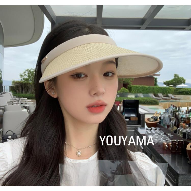 【新品】サンバイザー　折り畳み　紫外線　麦わら　サンカット　　UV 帽子　ゴルフ 新品】サンバイザー 折り畳み 紫外線 麦わら サンカット UV 帽子