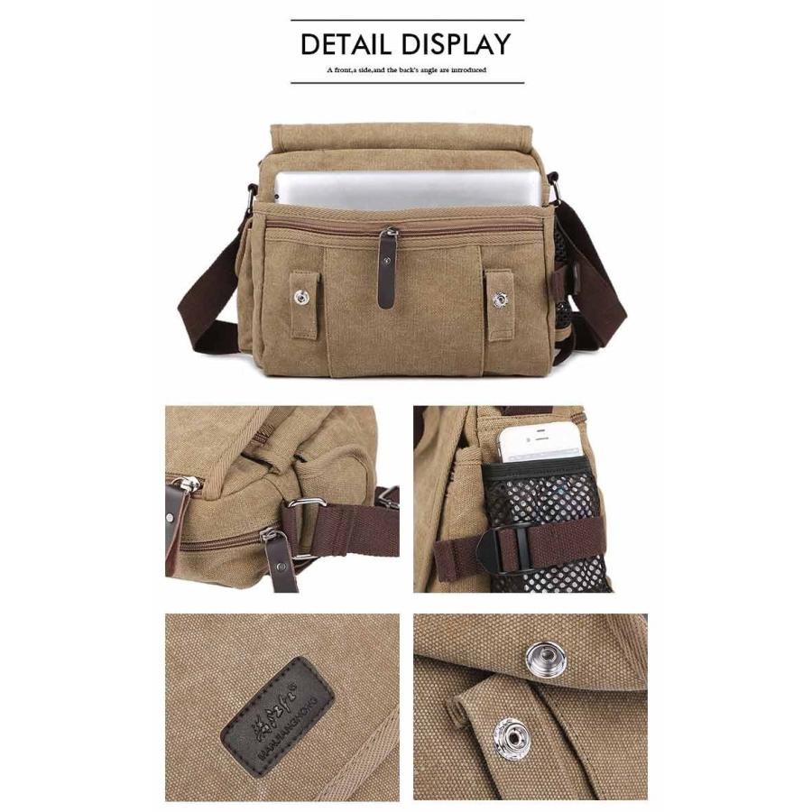 キャンバスバッグ ショルダーバッグ 斜めがけ 2way 帆布バッグ コンパクト マルチポケット キャンパス カジュアル アウトドア メンズバッグ ズック 通勤 キャンバスバッグ ショルダーバッグ 斜めがけ 2way 帆布バッグ