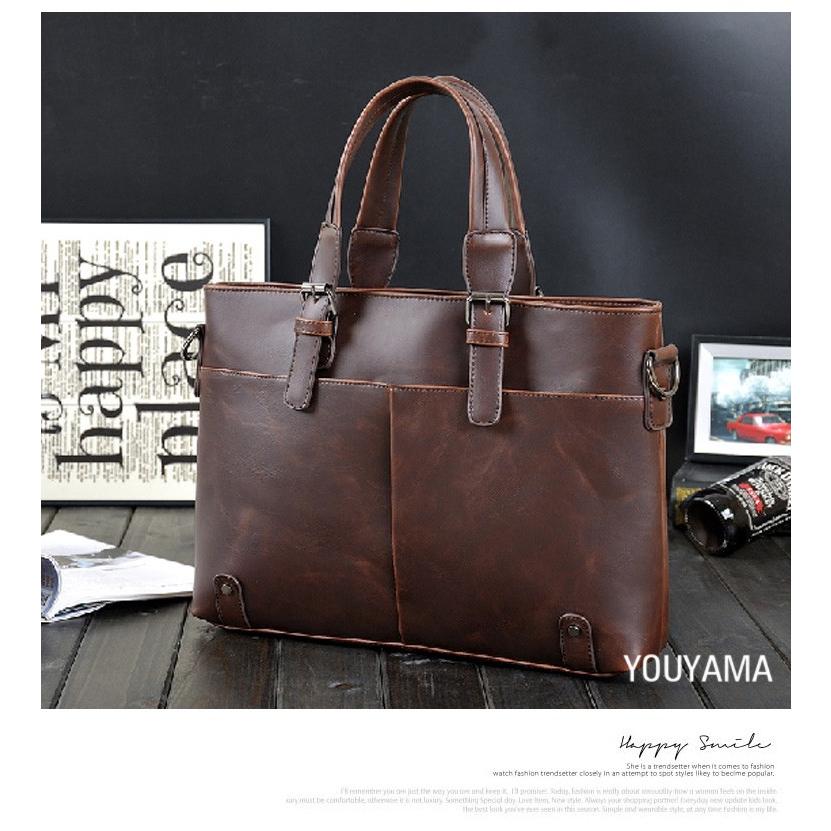 ビジネスバッグ メンズ トートバッグ PU 復古 ハンドバッグ ショルダー
